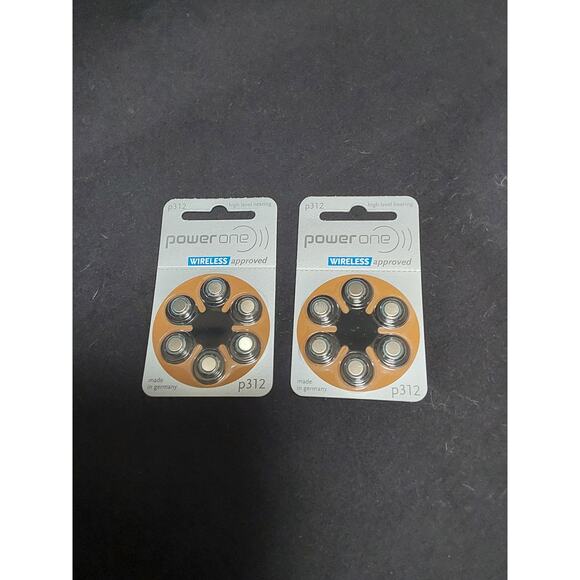 Power one high hearing batteries 2 cards 12 count model P312 wireless approved - Picture 1 of 2